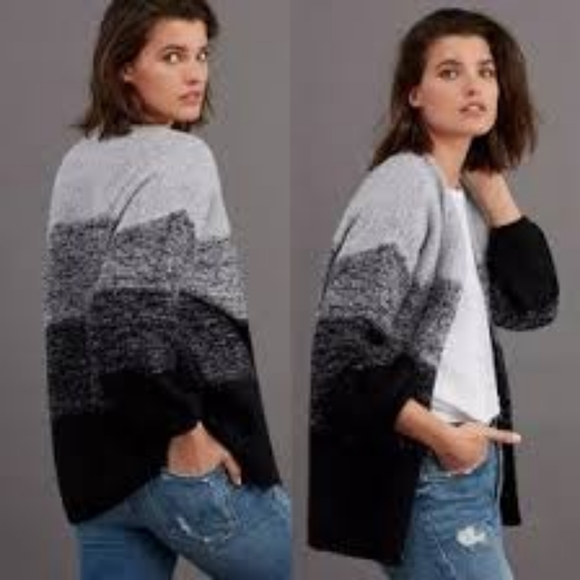 NWT Anthropologie Gentle Fawn Gray Black Striped Knit Eda Cardigan Size L - Picture 10 of 10